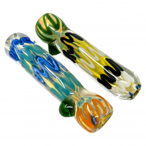 3" US-Made Assorted Zig Zag Line Chillum Hand Pipe - (Pack of 5) [RKP291]